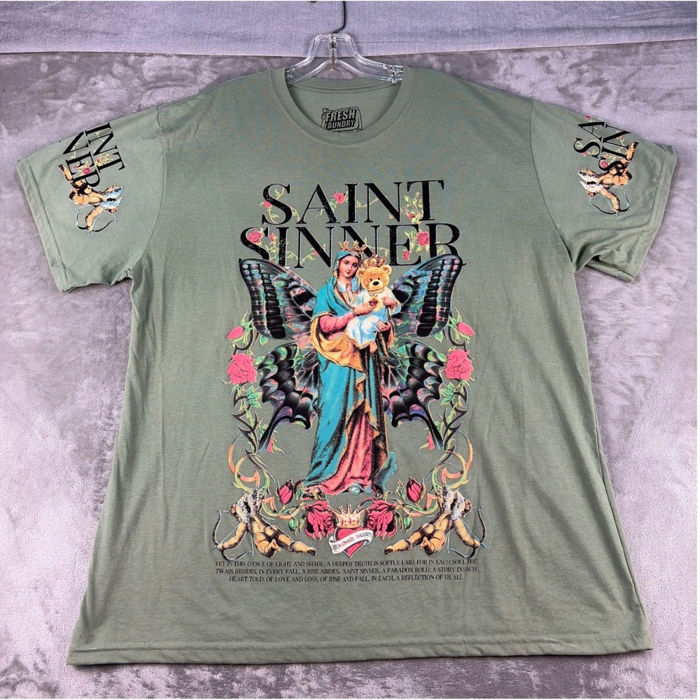 Fresh Laundry T-shirt Mens 2XL Saint Sinner Sage Green Graphic